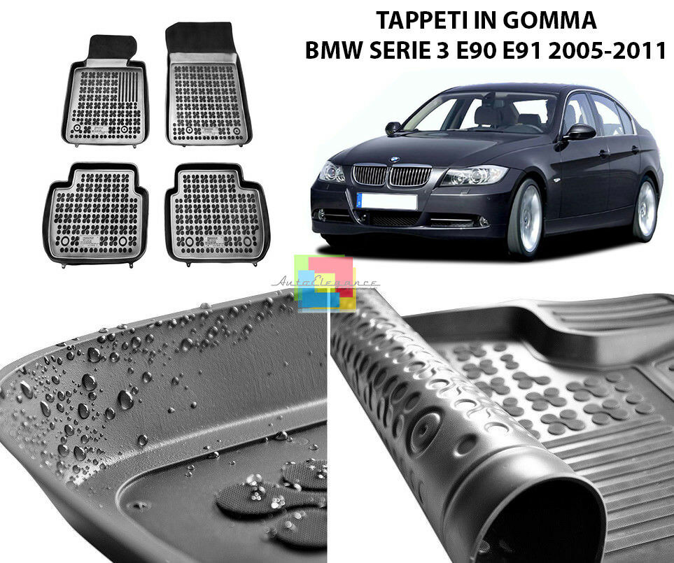BMW SERIE 3 E90 E91 2004-2011 TAPPETINI AUTO IN GOMMA - TAPPETI TOP QUALITA -1 AUTOELEGANCERICAMBI