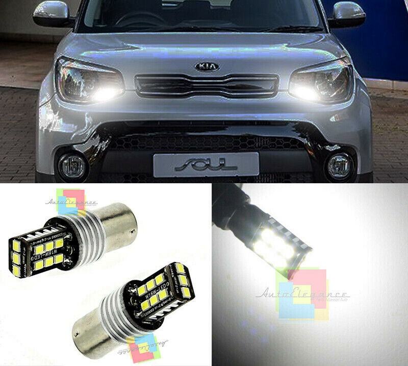 KIA SOUL 2 II 6000K 2x LAMPADE DIURNE POSIZIONE DRL LED NO AVARIA BAY15D .-