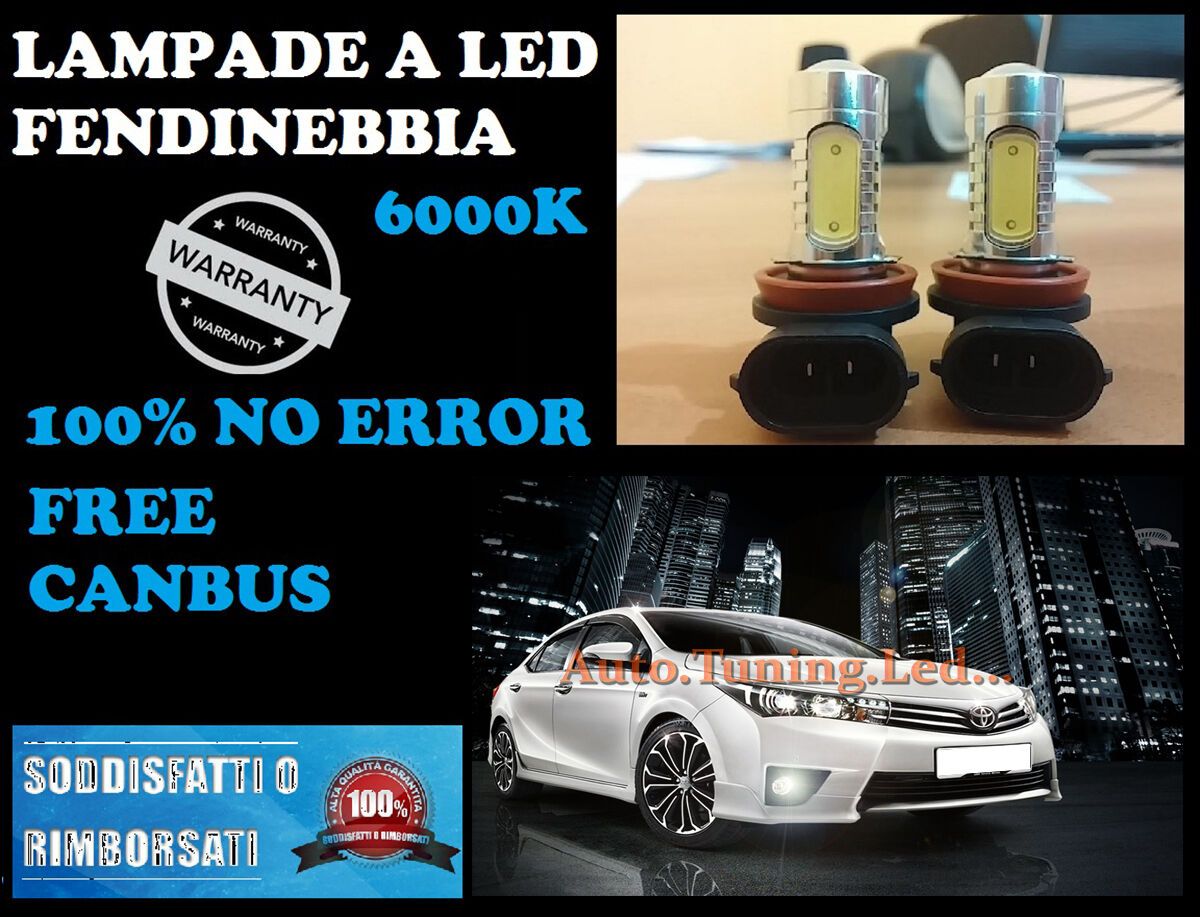 2x LAMPADE FENDINEBBIA HB4 9006 LED CREE COB CANBUS 6000K BIANCO GIACCIO XENON AUTOELEGANCERICAMBI