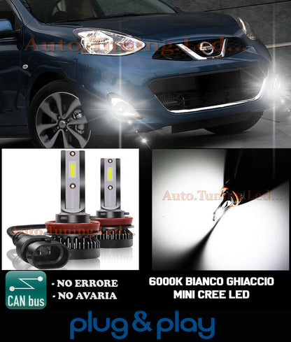 LAMPADE FENDINEBBIA A LED CREE NISSAN MICRA IV CAMBUS GHIACCIO 8000LM