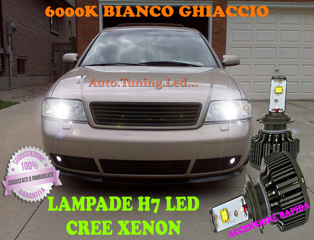 AUDI A6 C5 97-04 LAMPADE H7 CREE XENON ANABBAGLIANTE 6000K BIANCO PURO AUTOELEGANCERICAMBI