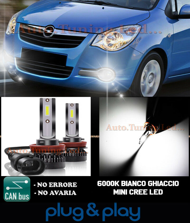 LAMPADE FENDINEBBIA A LED CREE OPEL AGILA B CAMBUS BIANCO GHIACCIO 8000LM