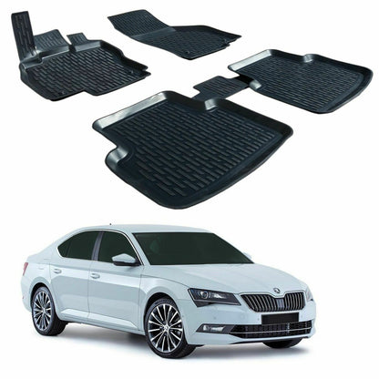 SKODA SUPERB III 2015+ TAPPETINI AUTO IN GOMMA - TAPPETI TOP QUALITA -1