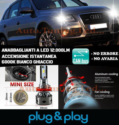 LAMPADE ANABBAGLIANTI LED AUDI Q5 2008-2012 ISTANTANEO NO AVARIA 12.000LM