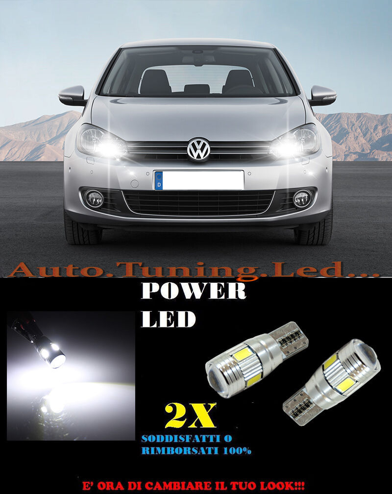 LUCI POSIZIONE VW GOLF 6 08-12 CANBUS T10 BIANCO 6 LED SUPER QUALITA