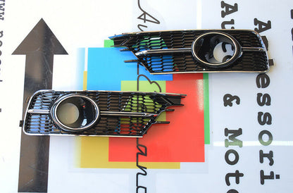 BLACK FOG LIGHT GRILLS RS6 HONEYCOMB AUDI A6 4G C7 2015+ LIFT ABS TOP QUALITY