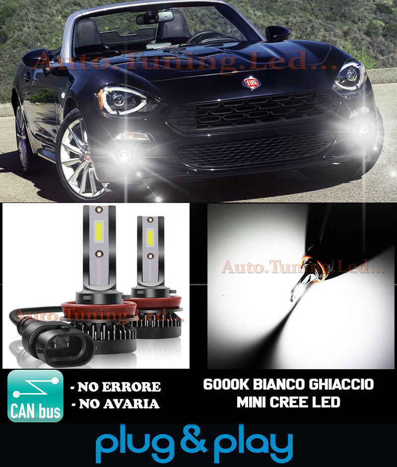 LAMPADE FENDINEBBIA A LED CREE FIAT 124 SPIDER CAMBUS BIANCO GHIACCIO 8000LM