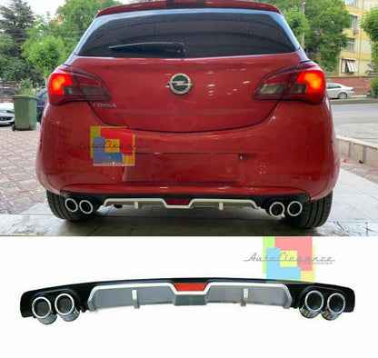 OPEL CORSA E 2014+ SOTTO PARAURTI POSTERIORE DIFFUSORE QUATTRO TERMINALI ABS -