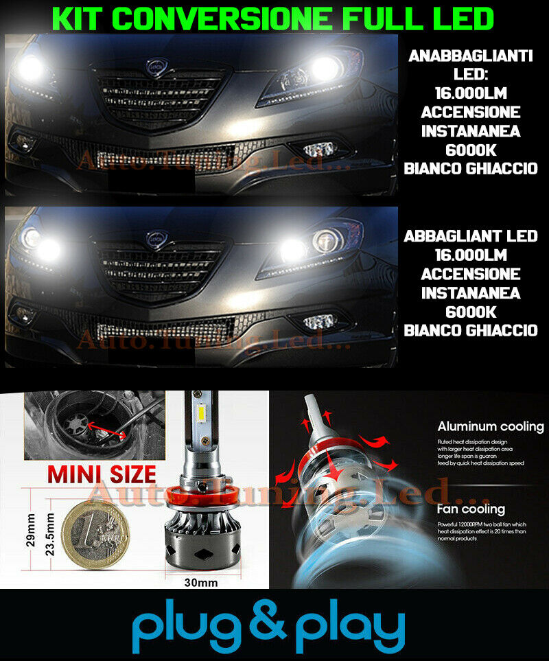 LAMPADE ANABBAGLIANTI + ABBAGLIANTI LED 16.000LM PER LANCIA DELTA III