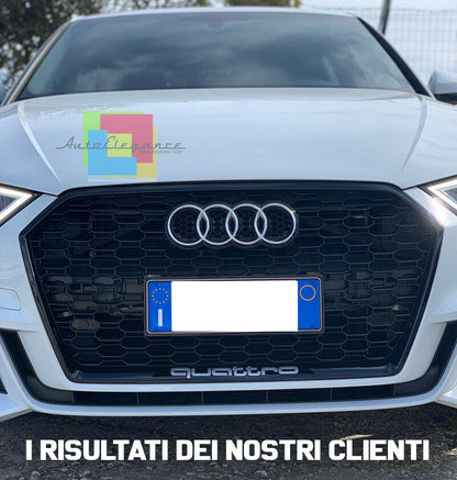 GRIGLIA ANTERIORE AUDI A3 8V 2017+ CALANDRA RS3 NIDO D&apos;APE TOTAL BLACK QUATTRO