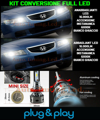 LOW BEAM + HIGH BEAM LED 16,000LM FOR HONDA ACCORD VII