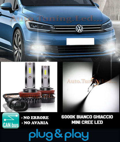LAMPADE FENDINEBBIA A LED CREE VW TOURAN 5T CAMBUS BIANCO 8000LM