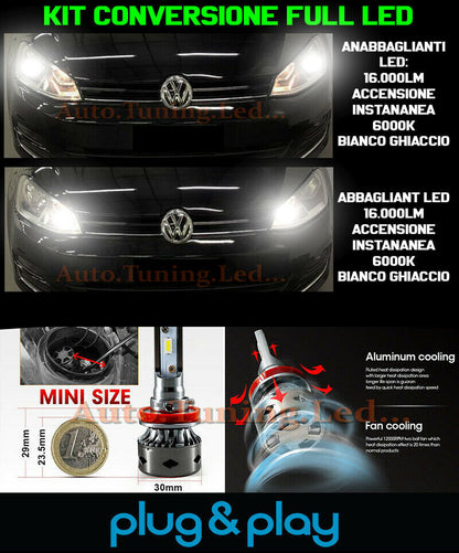 LOW BEAM + HIGH BEAM DAYTIME HEADLIGHTS VW GOLF 7 VII NO FAILURE 16,000LM