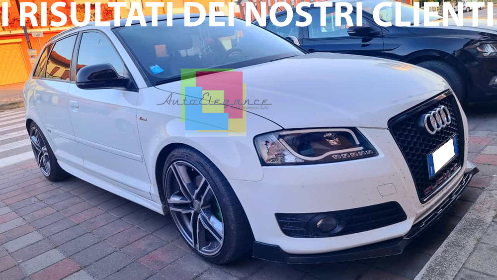 FRONT BUMPER UNDER AUDI A3 8P 08-12 LIFT ABS GLOSS BLACK LIP SPLITTER 0100