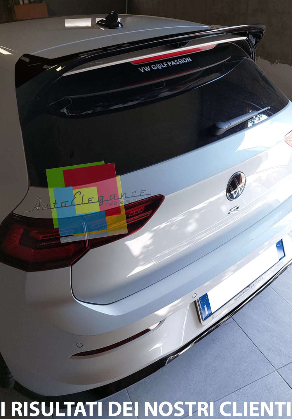 SPOILER TETTO PER VW GOLF 8 VIII 2019+ POSTERIORE LOOK RLINE NERO LUCIDO ABS