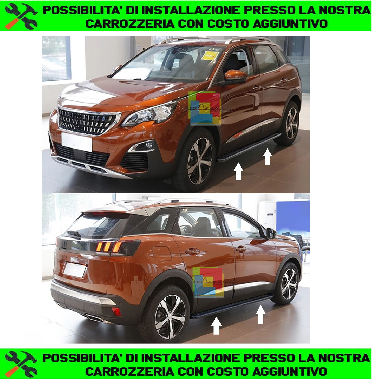 PEUGEOT 3008 II SUV 2016 IN POI PEDANE LATERALI SOTTO PORTA TOP QUALITA'