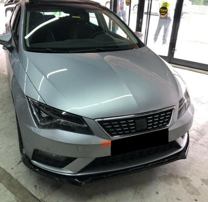 LIP SPOILER UNDER FRONT BUMPER FOR SEAT LEON 5F ABS BLACK SPLITTER