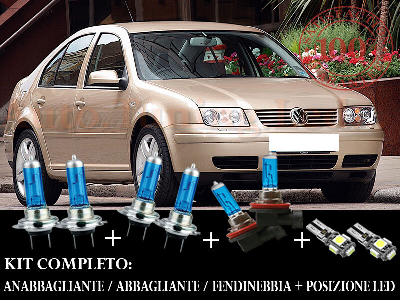 VW BORA 1998-2005 SET COMPLETO LAMPADE BLU XENON + POSIZIONE A LED
