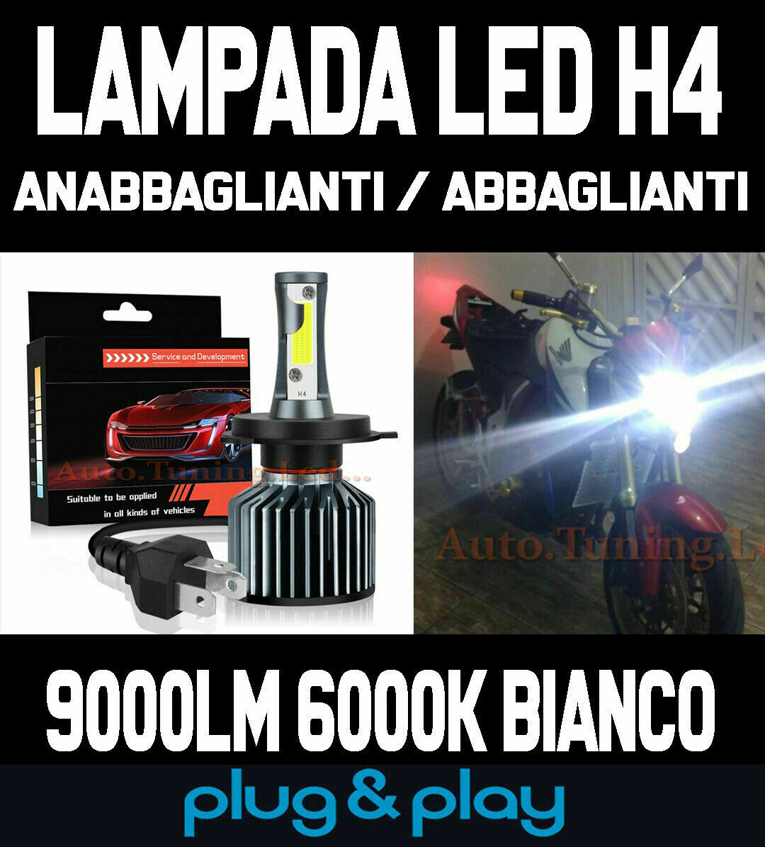 YAMAHA XVS LAMPADA LED H4 6000K CANBUS 9000LM ANABBAGLIANTI ABBAGLIANTI