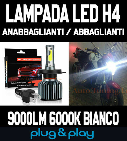 PIAGGIO FLY LAMPADA LED H4 6000K CANBUS 9000LM ANABBAGLIANTI / ABBAGLIANTI