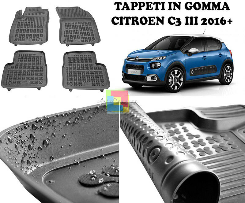 CITROEN C3 III 2016 IN POI TAPPETINI AUTO IN GOMMA - TAPPETI TOP QUALITA -1- AUTOELEGANCERICAMBI