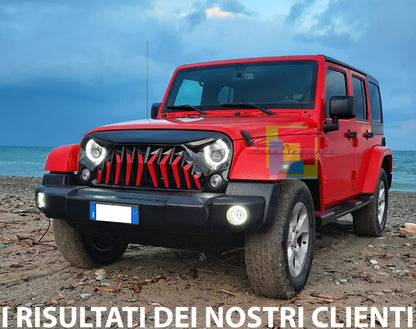 JEEP WRANGLER JK 2007+ FARI ANTERIORI LED CON LUCI DIURNE BIANCO ANGEL EYES