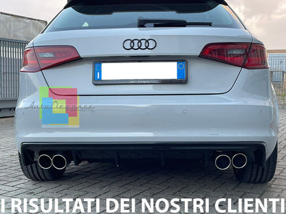 DIFFUSORE QUATTRO RS3 PER AUDI A3 8V 12-15 PARAURTI POSTERIORE NERO LUCIDO