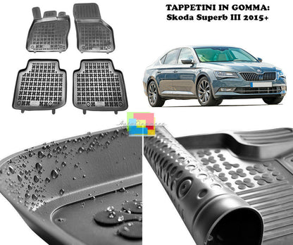 Skoda Superb III 2015+ TAPPETINI AUTO IN GOMMA - TAPPETI TOP QUALITA -1-