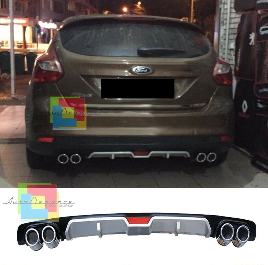 FORD FOCUS MK3 III UNDER REAR BUMPER DIFFUSER FOUR TIP ABS -