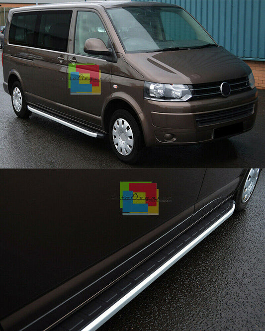 PEDANE LATERALI VW TRANSPORTER T5 2003-2015 LWB SOTTO PORTA ANTISCIVOLO