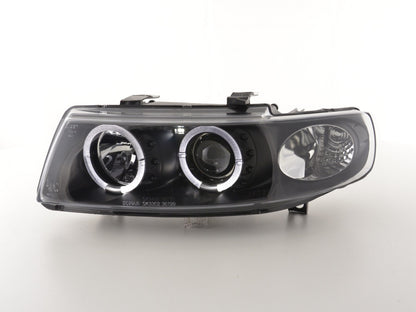 SEAT LEON 1999-2005 FARI ANTERIORI NERI ANGEL EYES LENTICOLARI H1 / H1