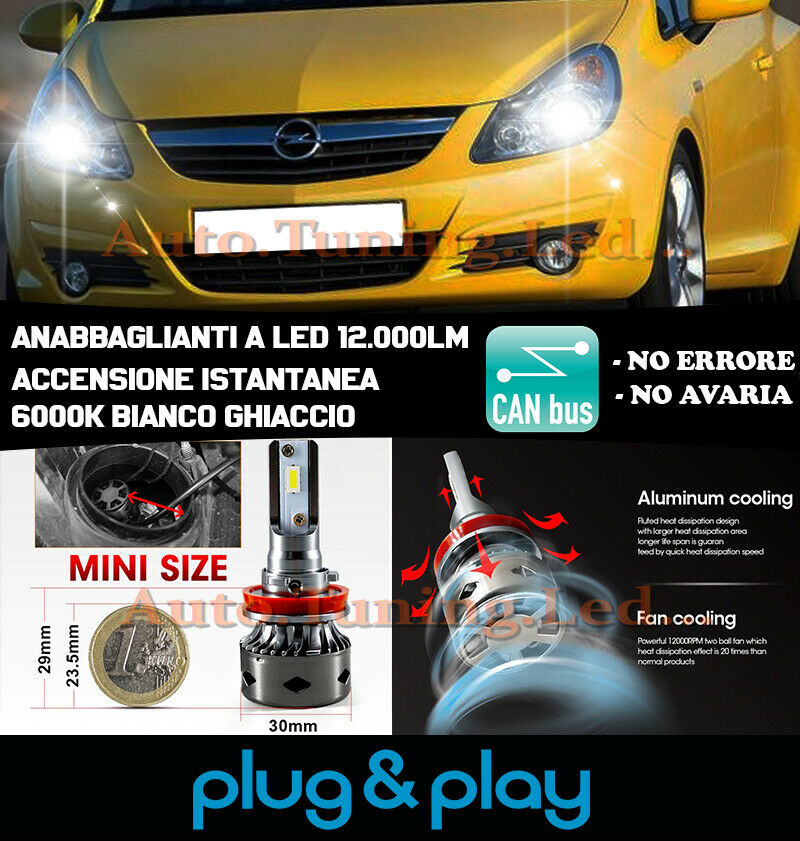 OPEL CORSA D INSTANT LED LOW BEAM HEADLIGHTS NO FAILURE 12.000LM
