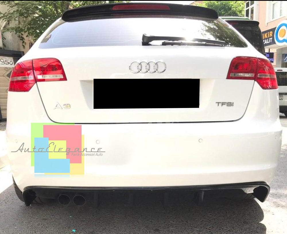 DIFFUSORE AUDI A3 8P SPORTBACK 3 PORTE 08-12 SOTTO PARAURTI RS3 ABS NERO LUCIDO