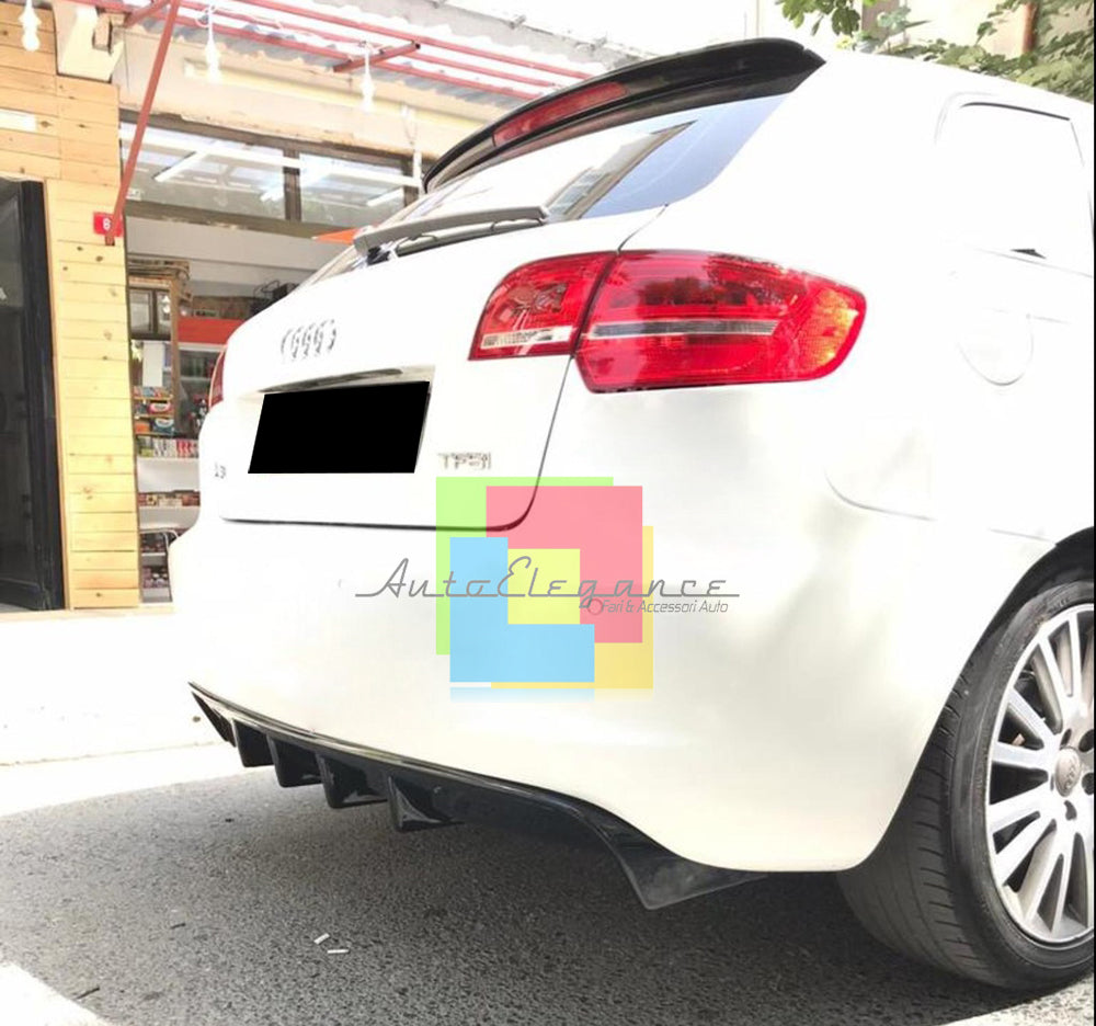 DIFFUSORE AUDI A3 8P SPORTBACK 3 PORTE 08-12 SOTTO PARAURTI RS3 ABS NERO LUCIDO