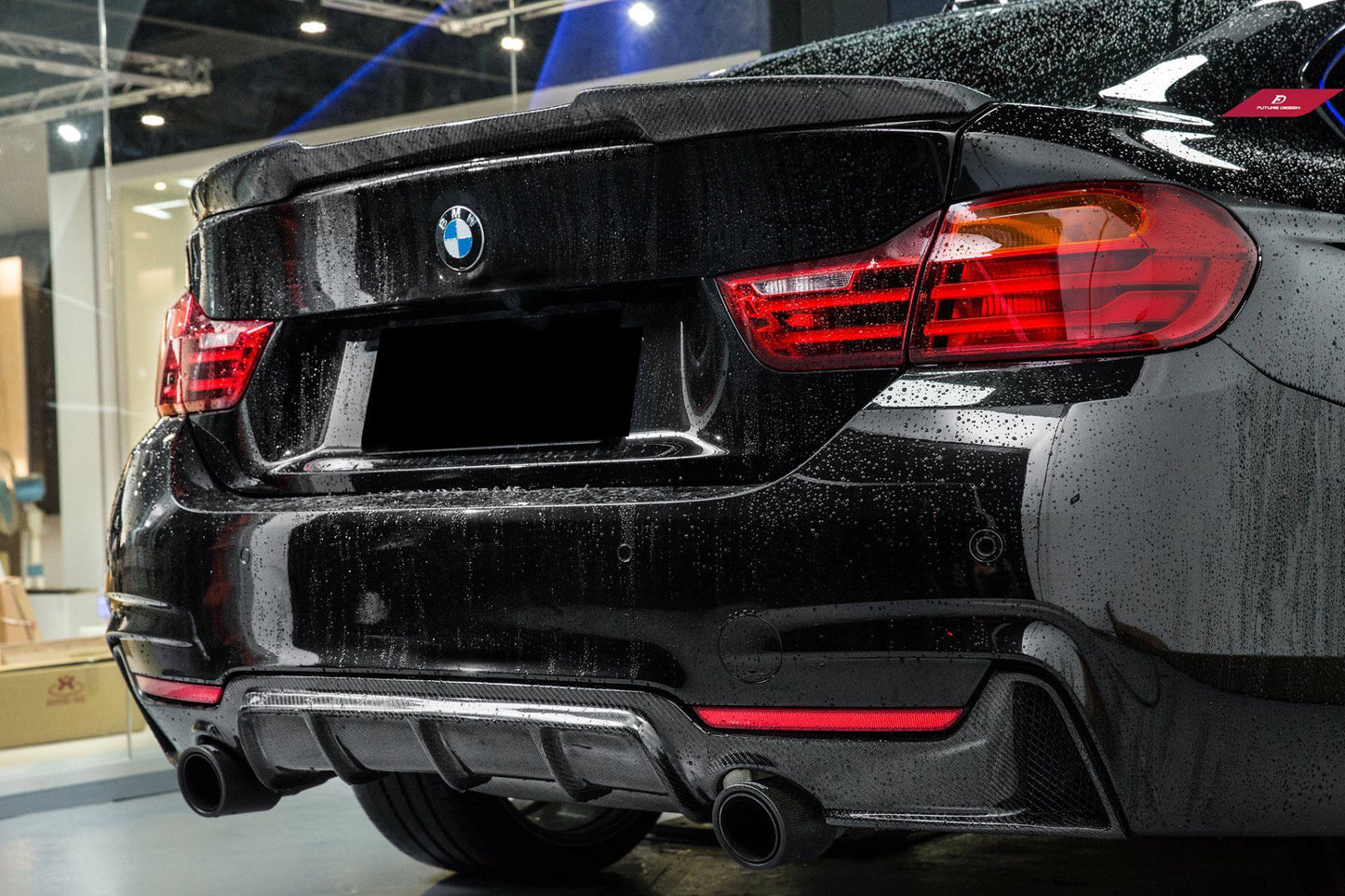 BMW SERIE 4 F32 F33 F36 SPOILER SOTTO PARAURTI POSTERIORE DIFFUSORE CARBONIO AUTOELEGANCERICAMBI