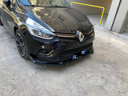0129 RENAULT CLIO 4 IV LAMA SOTTO PARAURTI ANTERIORE ABS NERO LUCIDO SPLITTER - AUTOELEGANCERICAMBI