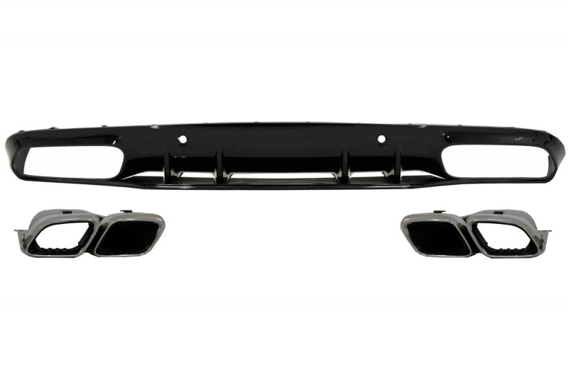 MERCEDES C C205 A205 2014-2019 REAR DIFFUSER ABS STEEL MUFFLERS AMG BLACK