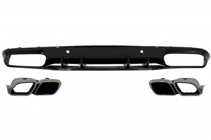 MERCEDES C C205 A205 2014-2019 REAR DIFFUSER ABS STEEL MUFFLERS AMG BLACK