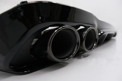 MERCEDES E W213 AMG LOOK REAR DIFFUSER WITH GLOSSY BLACK TIP-PIPE