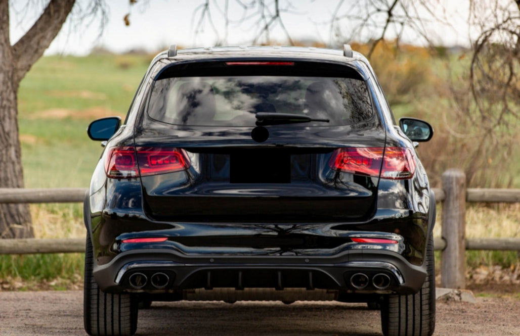 MERCEDES GLC X253 SUV 2020+ ABS REAR DIFFUSER &amp; BLACK STAINLESS STEEL TIPPER AMG
