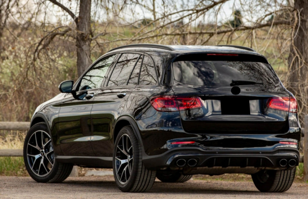 MERCEDES GLC X253 SUV 2020+ ABS REAR DIFFUSER &amp; BLACK STAINLESS STEEL TIPPER AMG