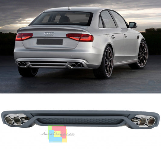 AUDI A4 B8 8K 2012-2015 DIFFUSORE SOTTO PARAURTI DESIGN ABT IN ABS + TERMINALI AUTOELEGANCERICAMBI