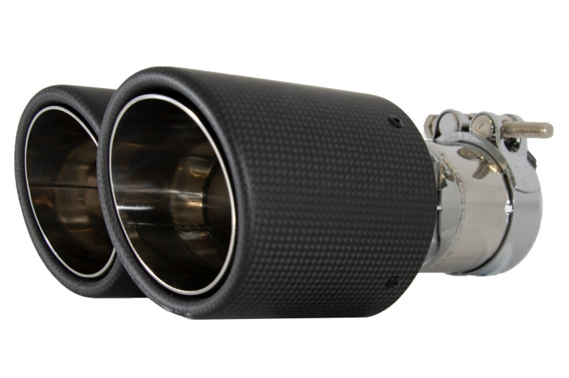 COPPIA TERMINALI DI SCARICO ACCIAIO INOX CARBON LOOK OPACO SPORTIVO AUTOELEGANCERICAMBI