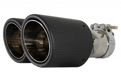 COPPIA TERMINALI DI SCARICO ACCIAIO INOX CARBON LOOK OPACO SPORTIVO AUTOELEGANCERICAMBI