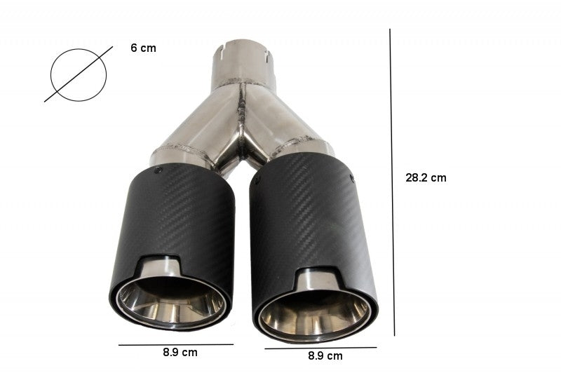BMW COPPIA TERMINALI DI SCARICO ACCIAIO CARBONIO LOOK M / M SPORT AUTOELEGANCERICAMBI