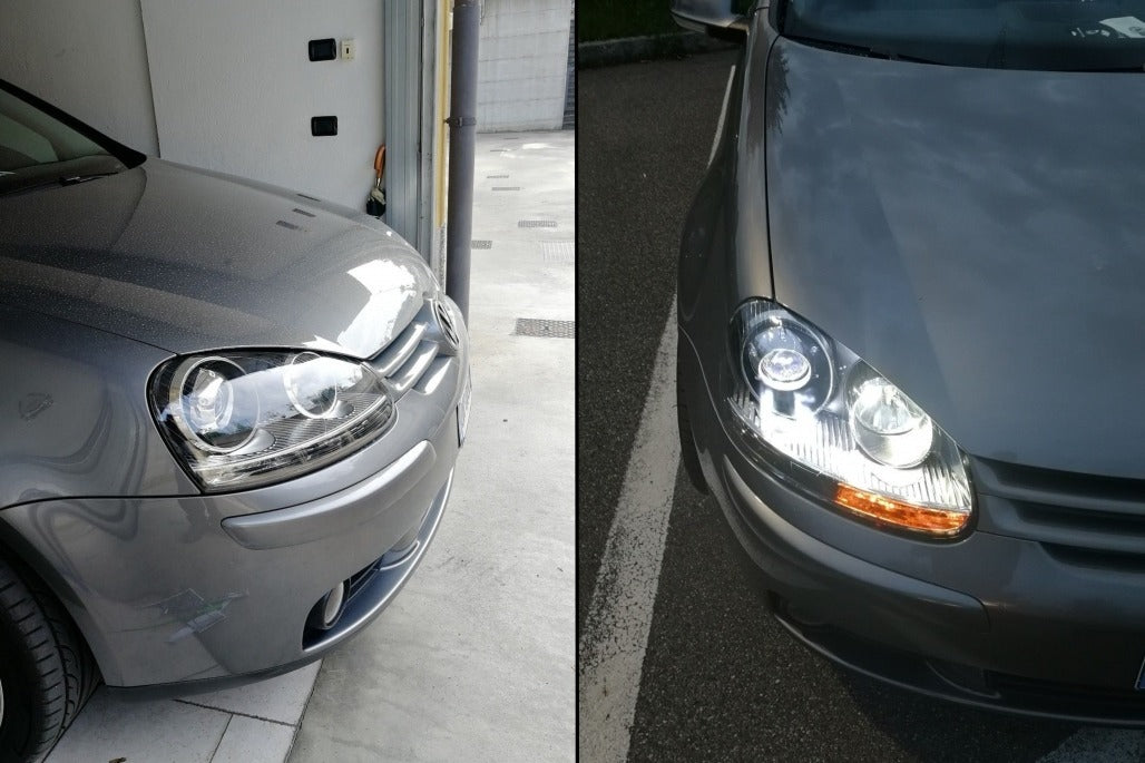 VW GOLF 5 MK5 V 2003-2008 FARI ANTERIORI LOOK GTI FANALI CON POSIZIONE LED .-