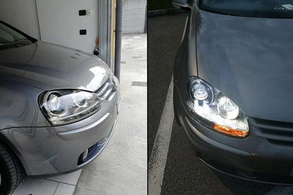 VW GOLF 5 MK5 V 2003-2008 FARI ANTERIORI LOOK GTI FANALI CON POSIZIONE LED .-