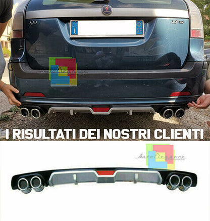 SAAB 9.3 9-3 SOTTO PARAURTI POSTERIORE DIFFUSORE QUATTRO TERMINALI ABS -