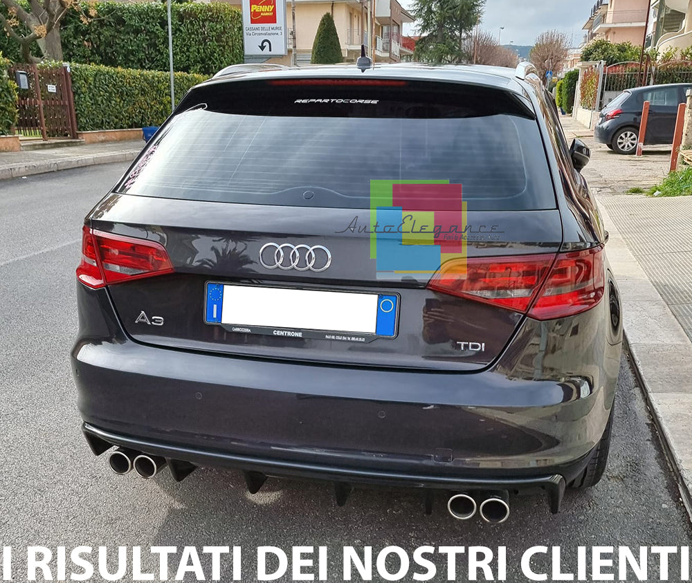 AUDI A3 8V SPORTBACK 2012 AL 2015 SOTTO PARAURTI DIFFUSORE RS3 4 SCARICHI ABS AUTOELEGANCERICAMBI