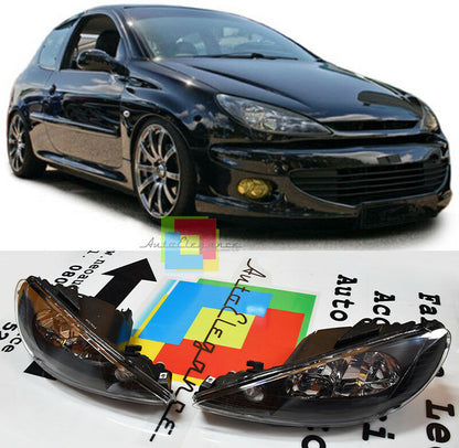 FARI ANTERIORI NERI PER PEUGEOT 206 DAL 1998 IN POI FANALI SPORTIVI